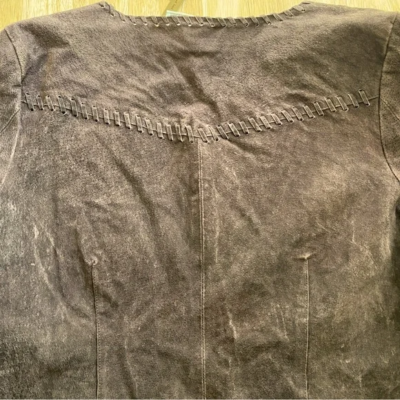 Vintage Brown Suede Cowboy Jacket Unique Fringe GORGEOUS XL Faded Glory - Picture 8 of 8